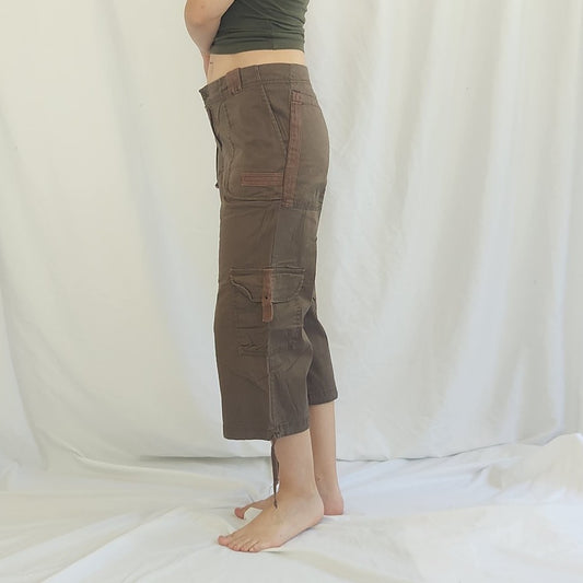 Y2K Paris Blues Brown Cargo Capris