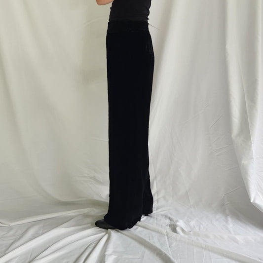 90s Deadstock Black Velvet Wide Leg Pants