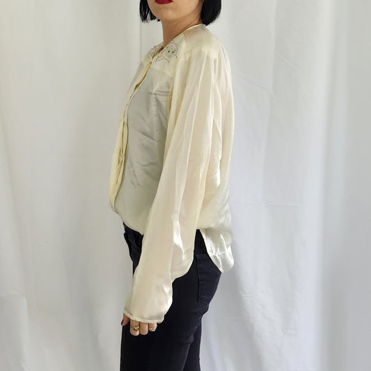 80s/90s Cream Silk Blouse