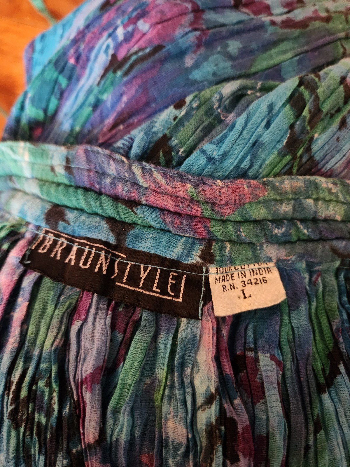 90s Blue, Purple, and Green Boho Cotton Skirt