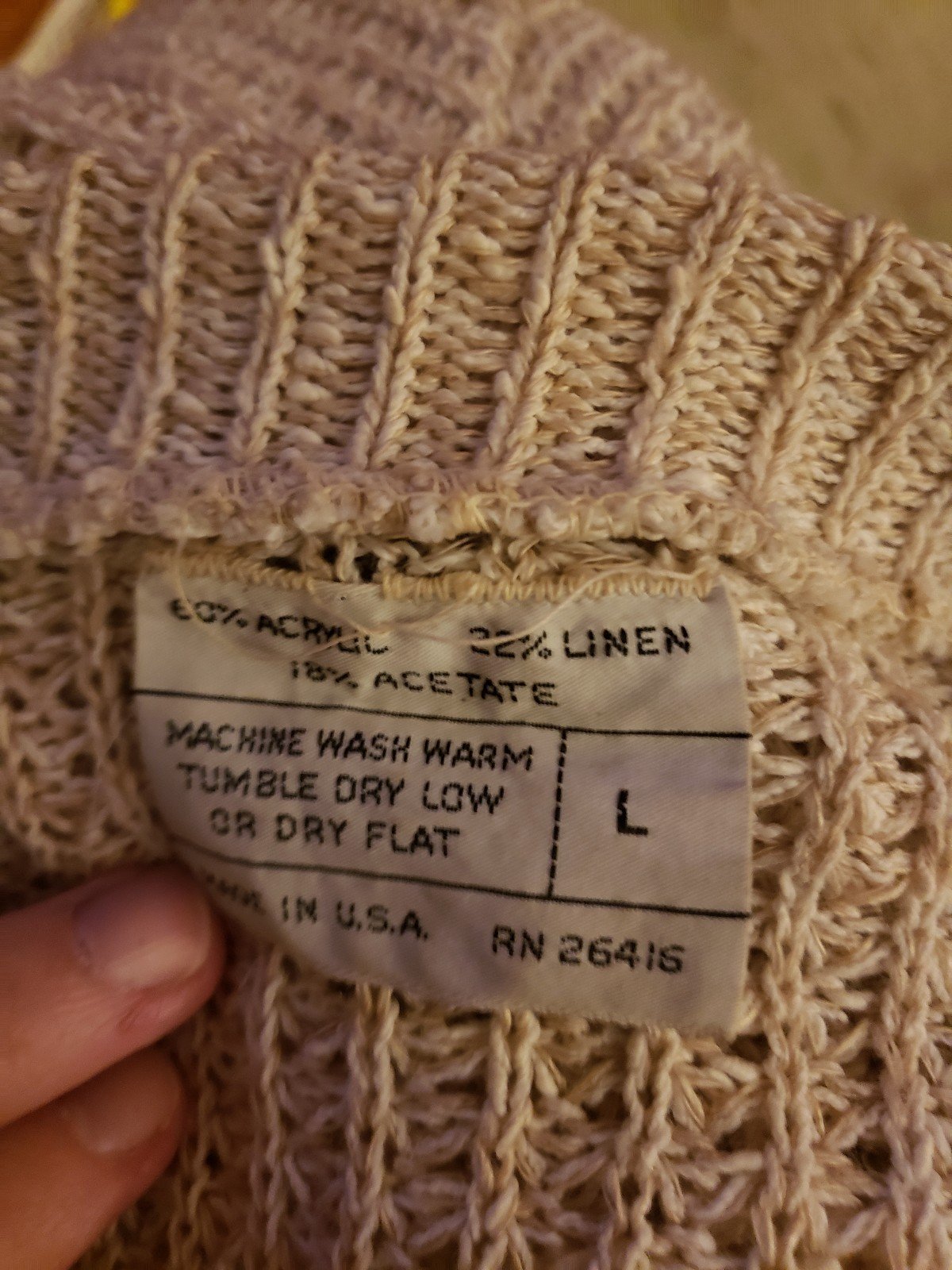 70s Beige Loose Knit Cardigan