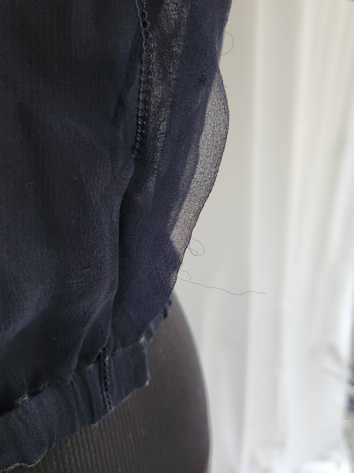 30s Navy Blue Embroidered Beaded Top
