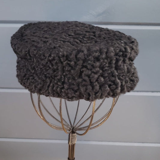 60s Black Faux Fur Hat