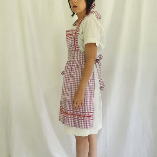 Vintage Purple and White Gingham Apron