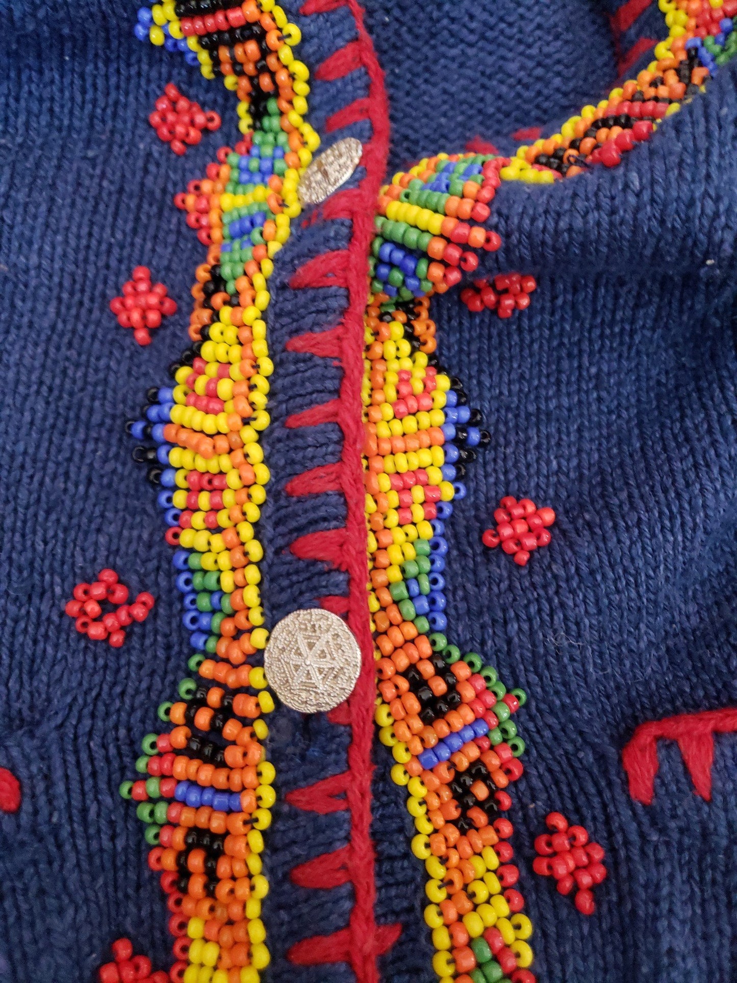 90s Blue Beaded Silk Sweater Vest