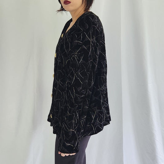 90s Black and Gold Glittery Blouse