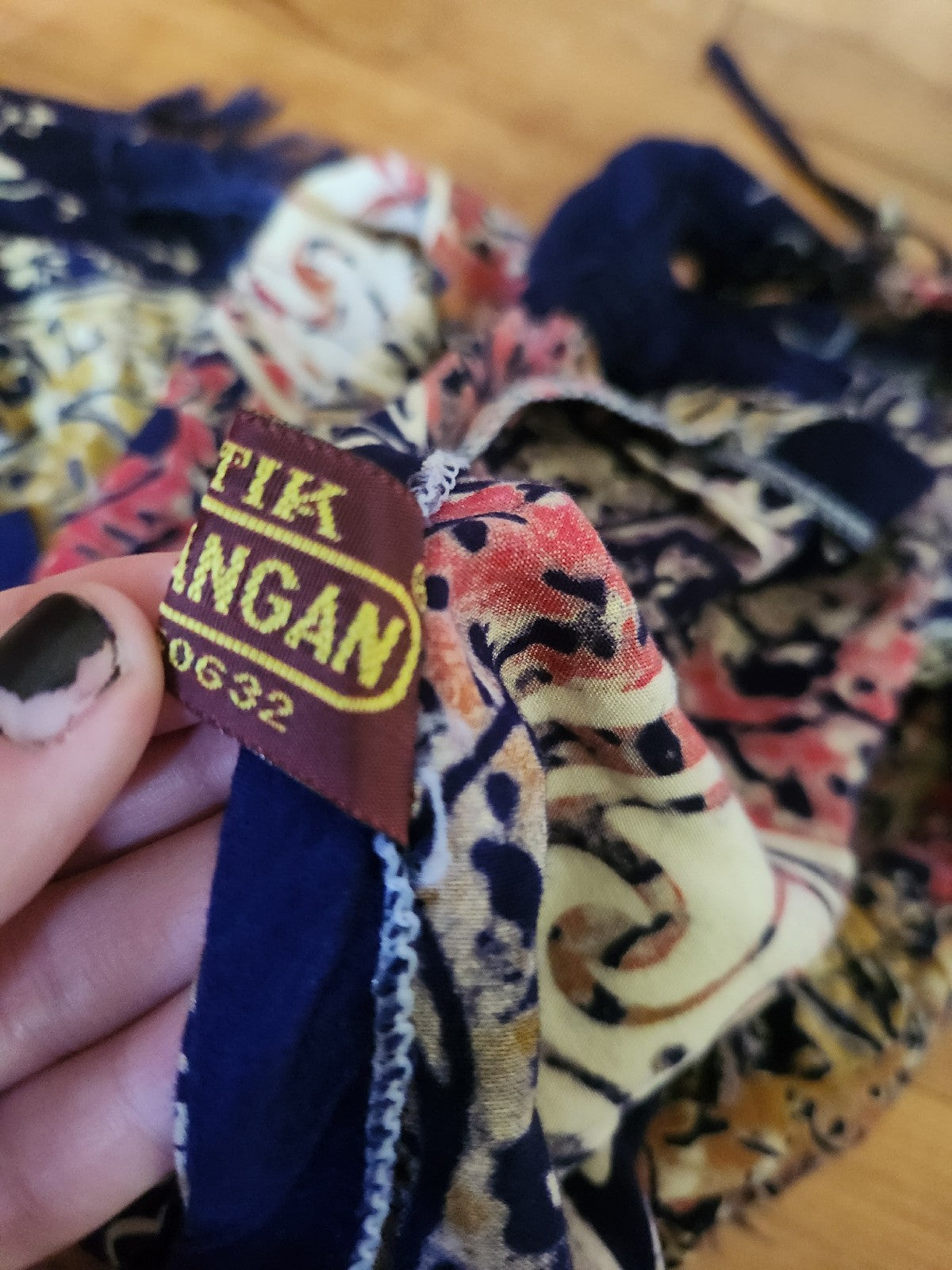 90s Blue, Orange and Cream Batik Sleeveless Sundress