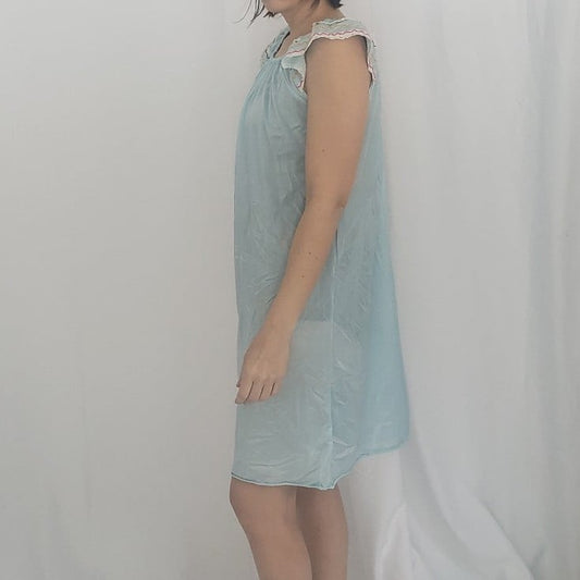 70s/80s Blue Nylon Nightgown