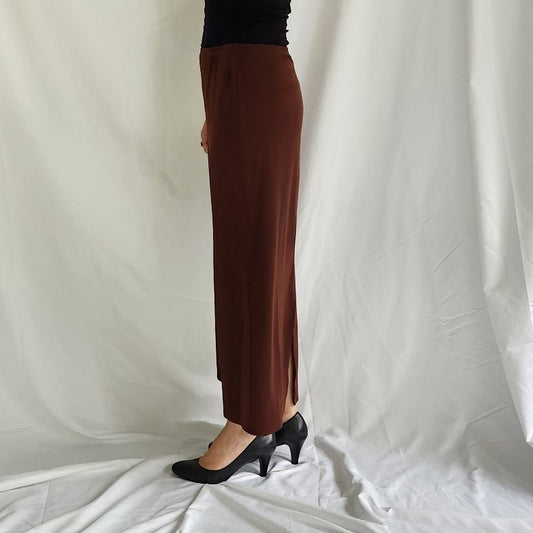 90s Brown Stretchy Maxi Skirt
