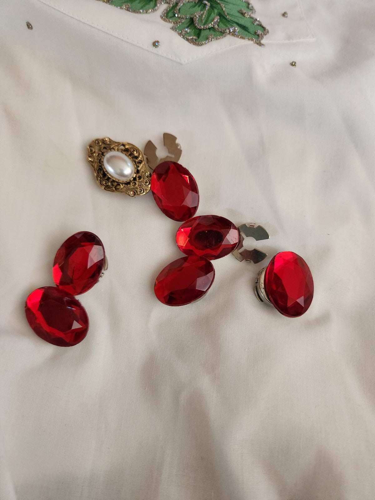 90s Poinsettia Hand Painted Button Down Shirt