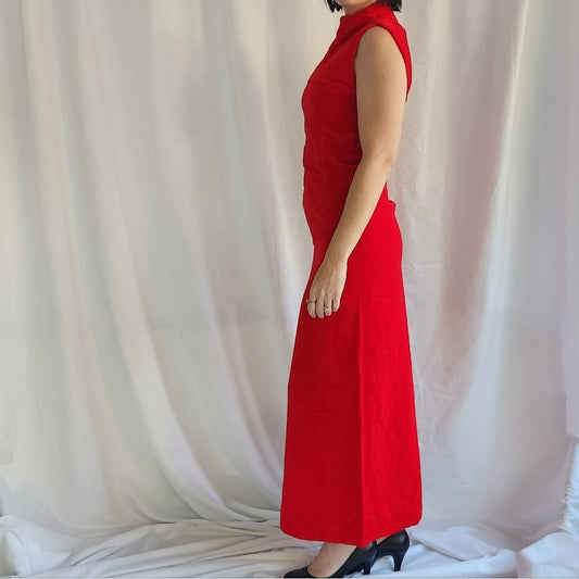 50s/60s Hand Made Red Velvet Gown
