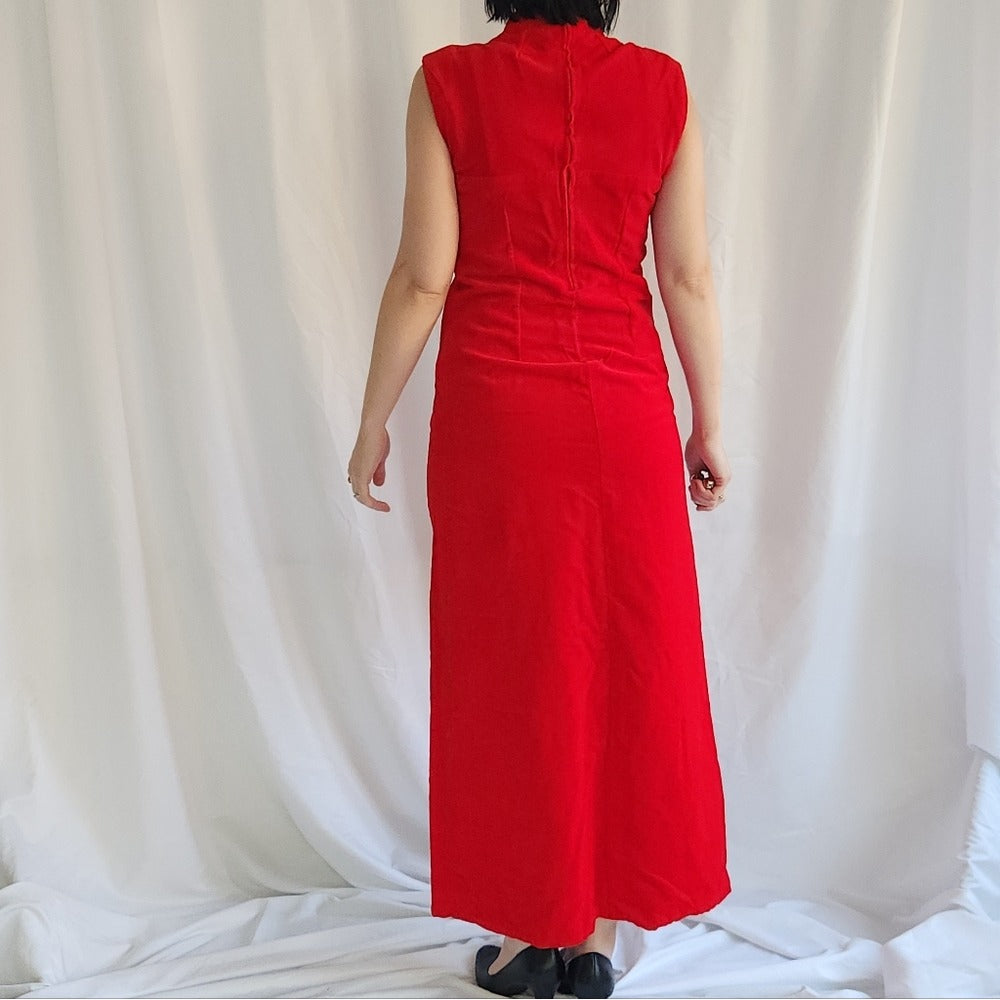 50s/60s Hand Made Red Velvet Gown