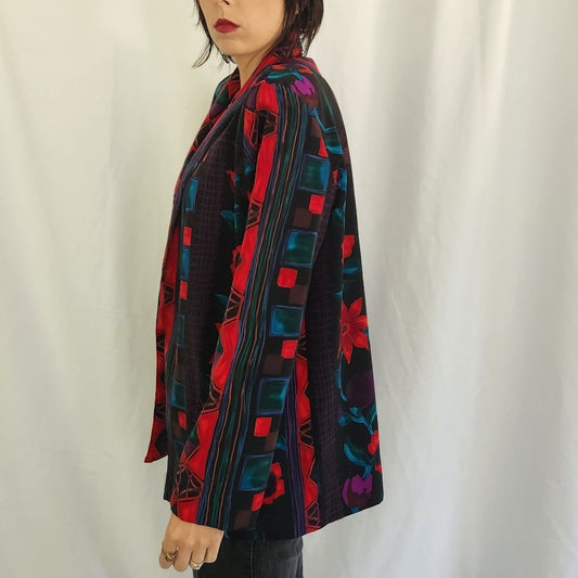 80s Black, Red, and Green Funky Blazer