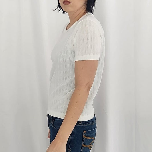 70s White Poly Tee
