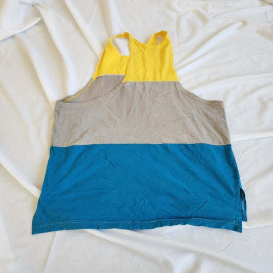 70s/80s Yellow, Blue, and Gray Muscle Tank
