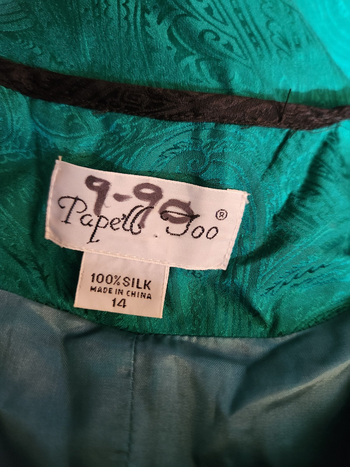 90s Green and Black Silk Jacket