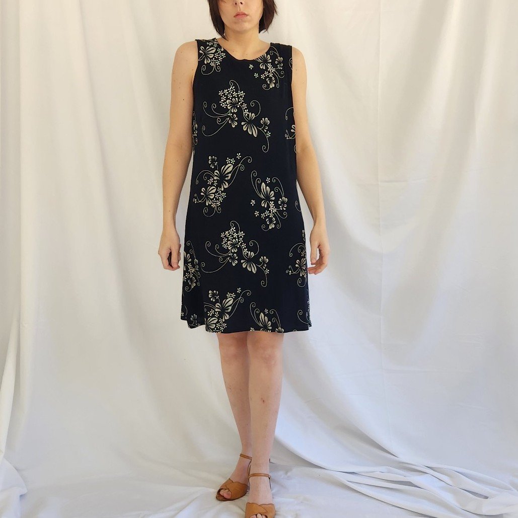 90s/Y2K Navy Floral and Cream Floral Mini Dress Kaitlyn's Vintage Closet 90s/Y2K Navy Floral and Cream Floral Mini Dress Kaitlyn's Vintage Closet
