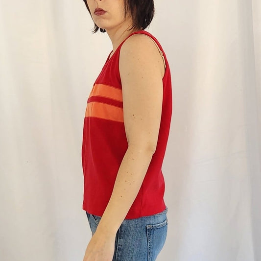 Y2K Red and Orange Ribbed Tank Top