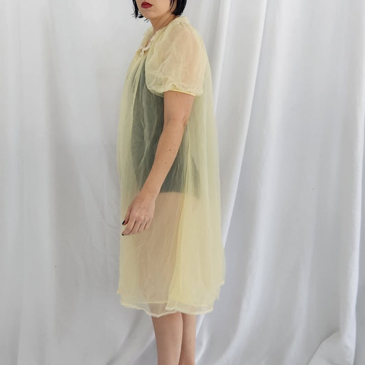 60s/70s Sheer Yellow Robe