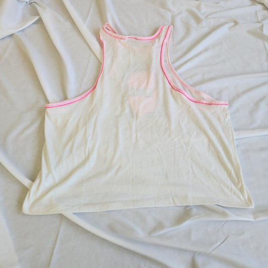 80s/90s White and Neon Pink Muscle Tank
