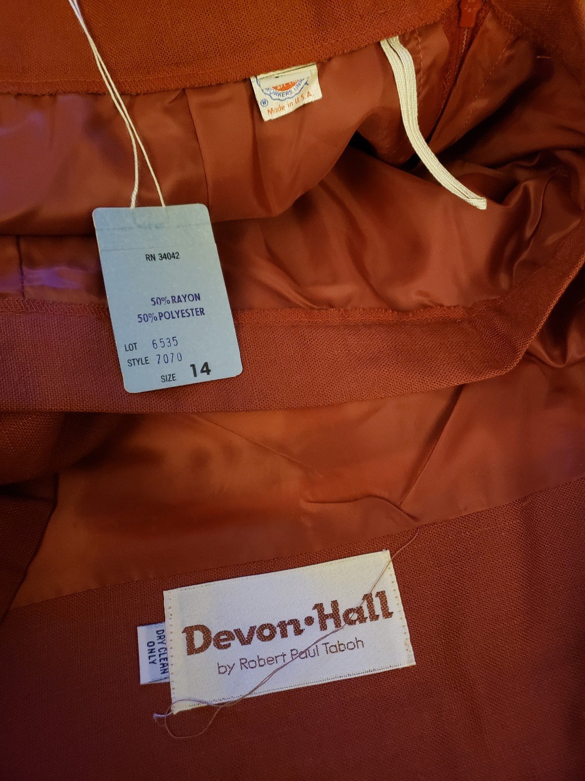 70s/80s Deadstock Rust Colored Skirt Suit