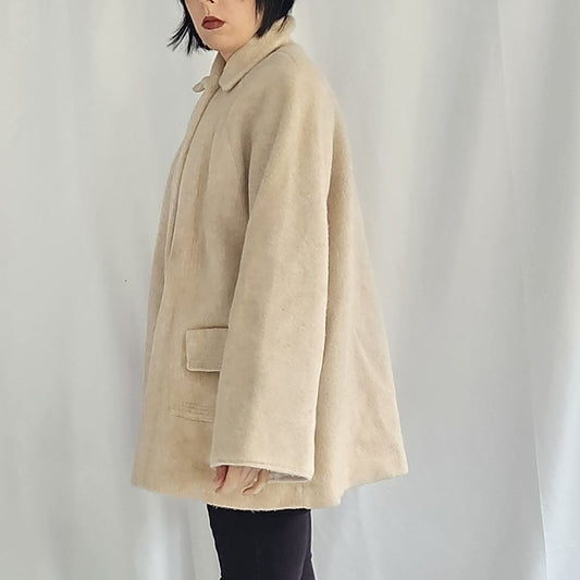 60s Beige Cropped Swing Coat