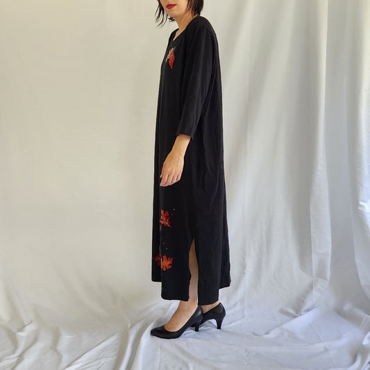 90s Black Scarecrow Fall Midi Dress
