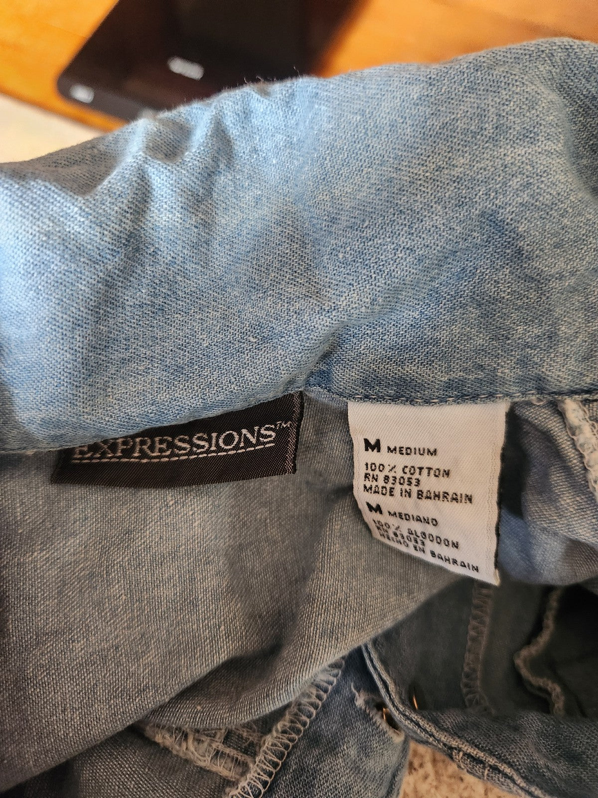 90s Cropped Denim Button Down Shirt