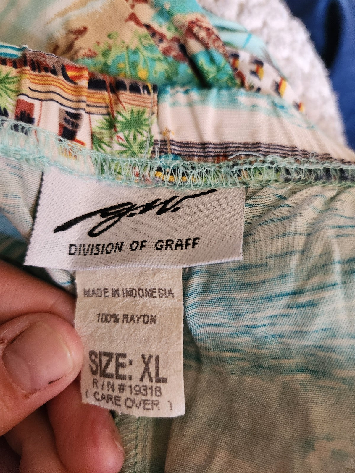 90s/Y2K Beach Print Rayon Pants