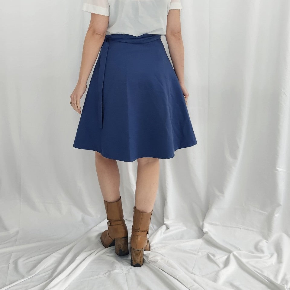 70s Slate Blue Hand Made Wrap Skirt