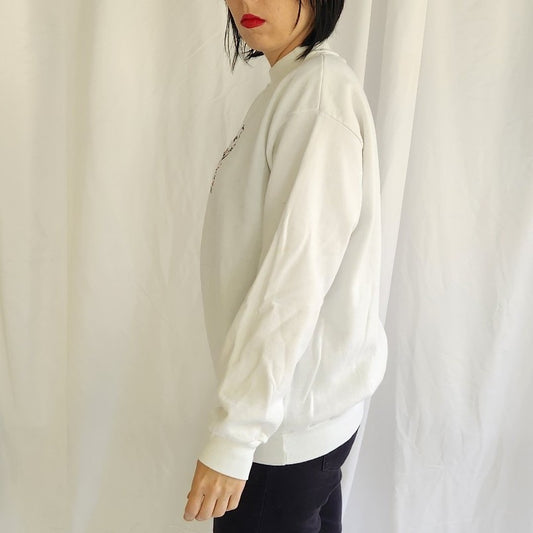 90s White Santa Crew Neck Sweatshirt