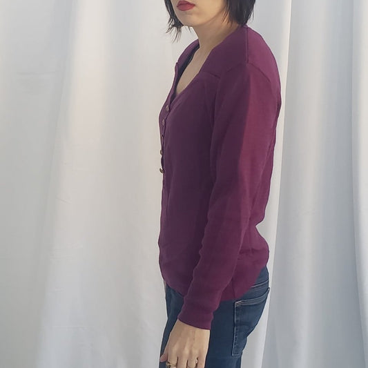 90s Deadstock Purple Wool Long Sleeve Top