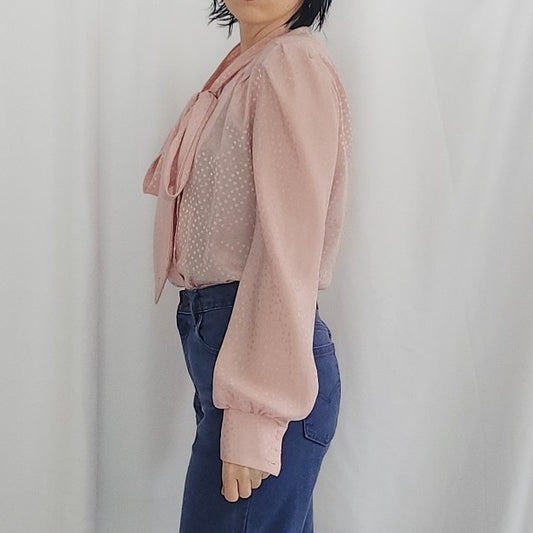 80s Pink Polka Dot Blouse