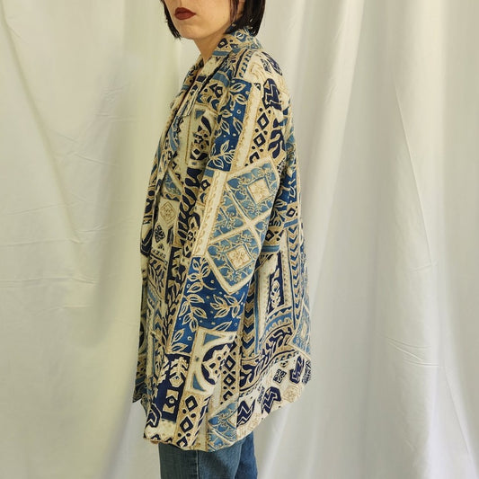 90s Blue and Tan Blazer