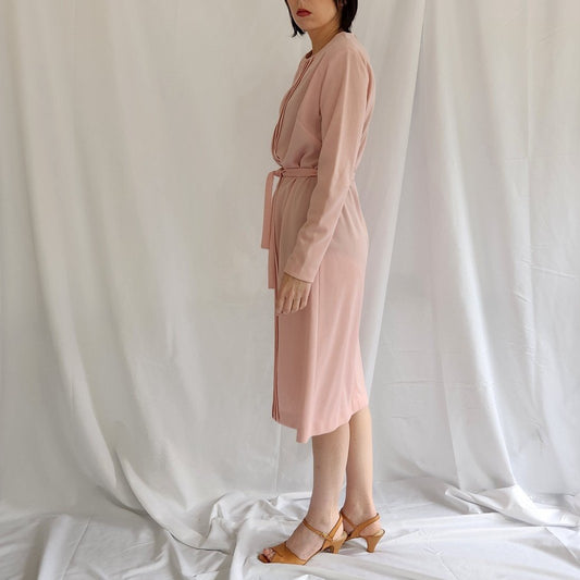70s Pink Long Sleeve Dress