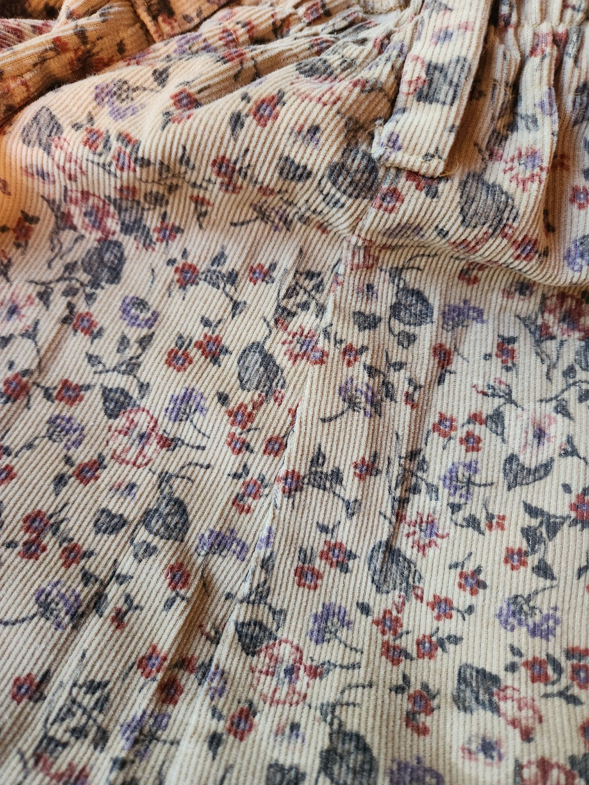 90s Home Made Floral Corduroy Maxi Skirt