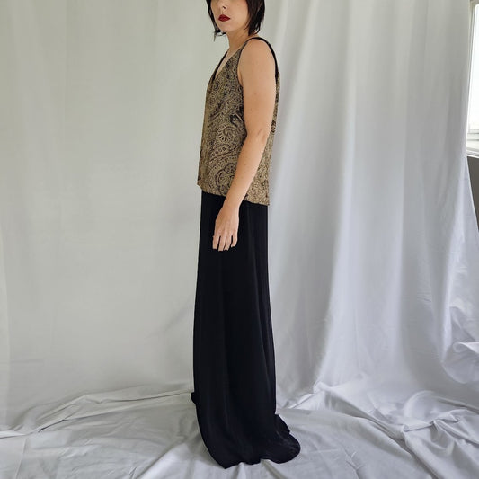 Gold and Black Sparkly Formal Maxi Dress