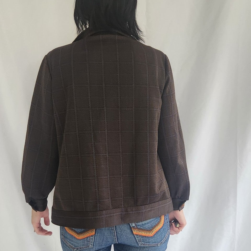70s Brown and Blue Plaid Shacket