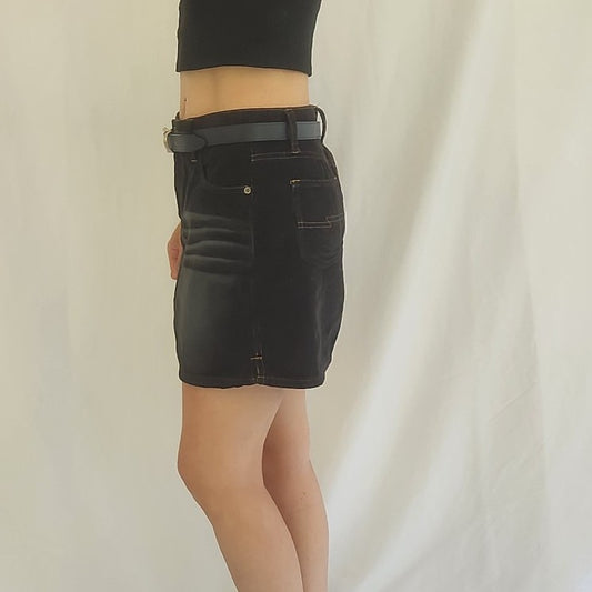 Y2K Black Corduroy Mini Skirt