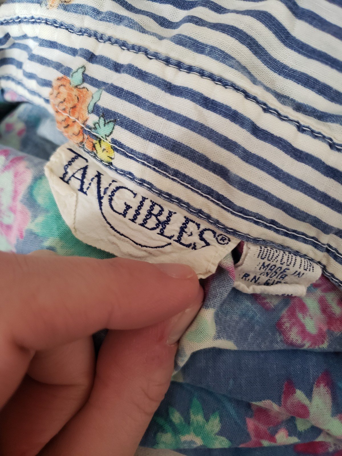 80s/90s Funky Floral and Stripes Oversize Button Down