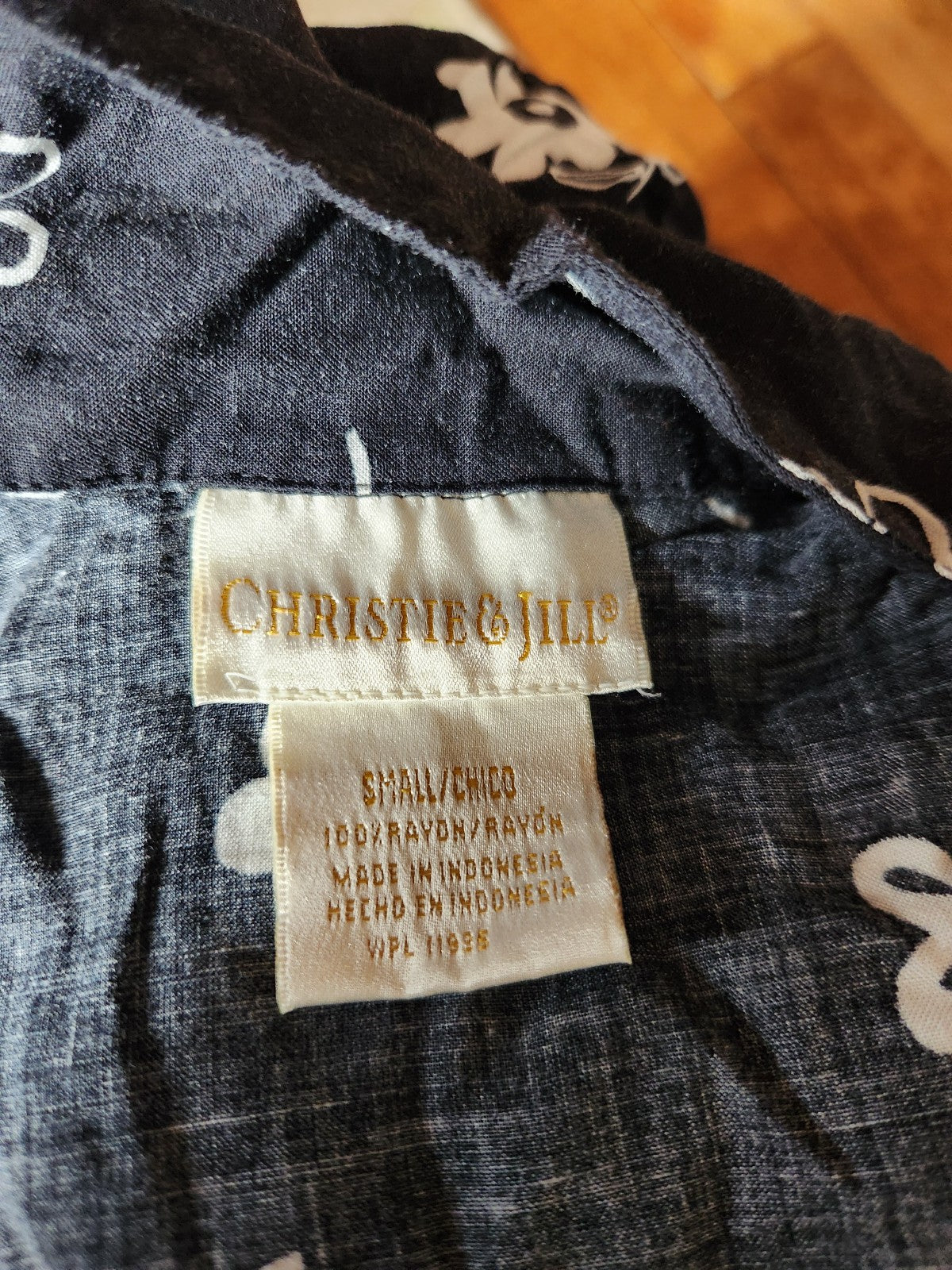 90s Black and White Flower Power Rayon Button Down