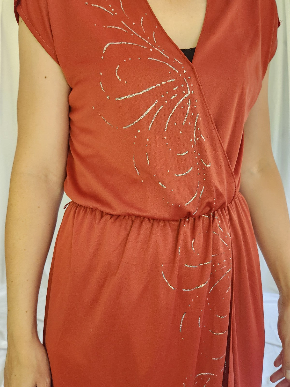 70s Orange Dresss with Silver Accents