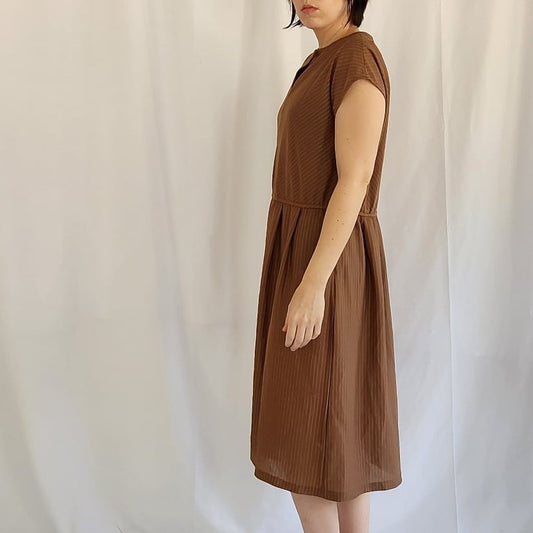 70s Brown Pinstripe Day Dress