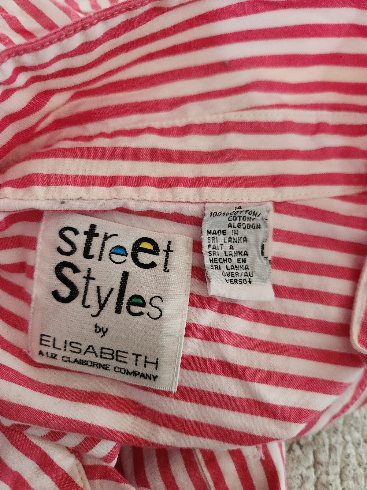 90s Pink and White Striped 100% Cotton Short Sleeve Button Down