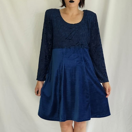 90s Blue Velvet Whimsigoth Dress