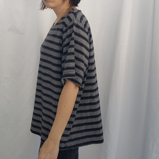 90s Black and White Striped Tee