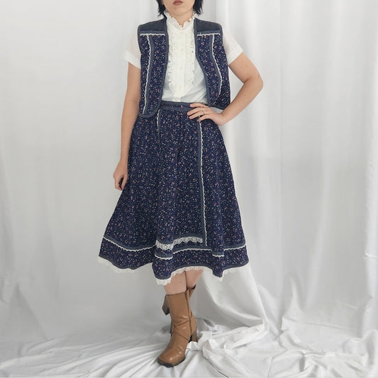 70s Gunne Sax Skirt and Vest Set