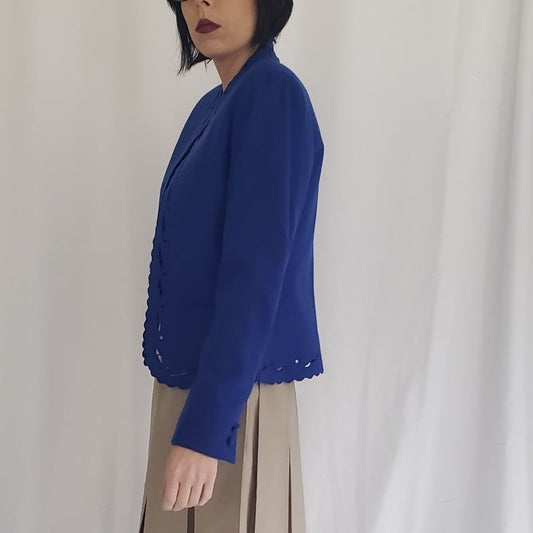 80s/90s Deadstock Blue Wool Jacket by Sasson