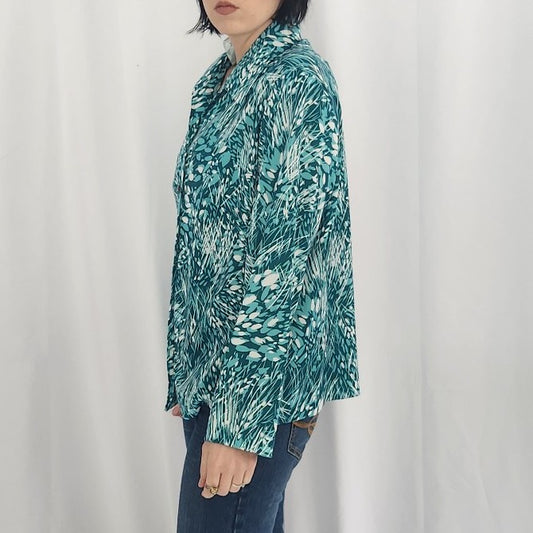 70s Home Made Green Floral Shacket