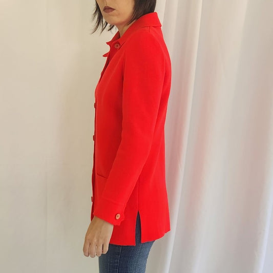 70s Neon Red Cardigan